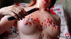 Redhead teen candle masturbation and waxplay