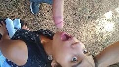 Blowjob al aire libre en bosque chileno
