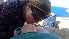 Vacation blowjob and cum in mouth